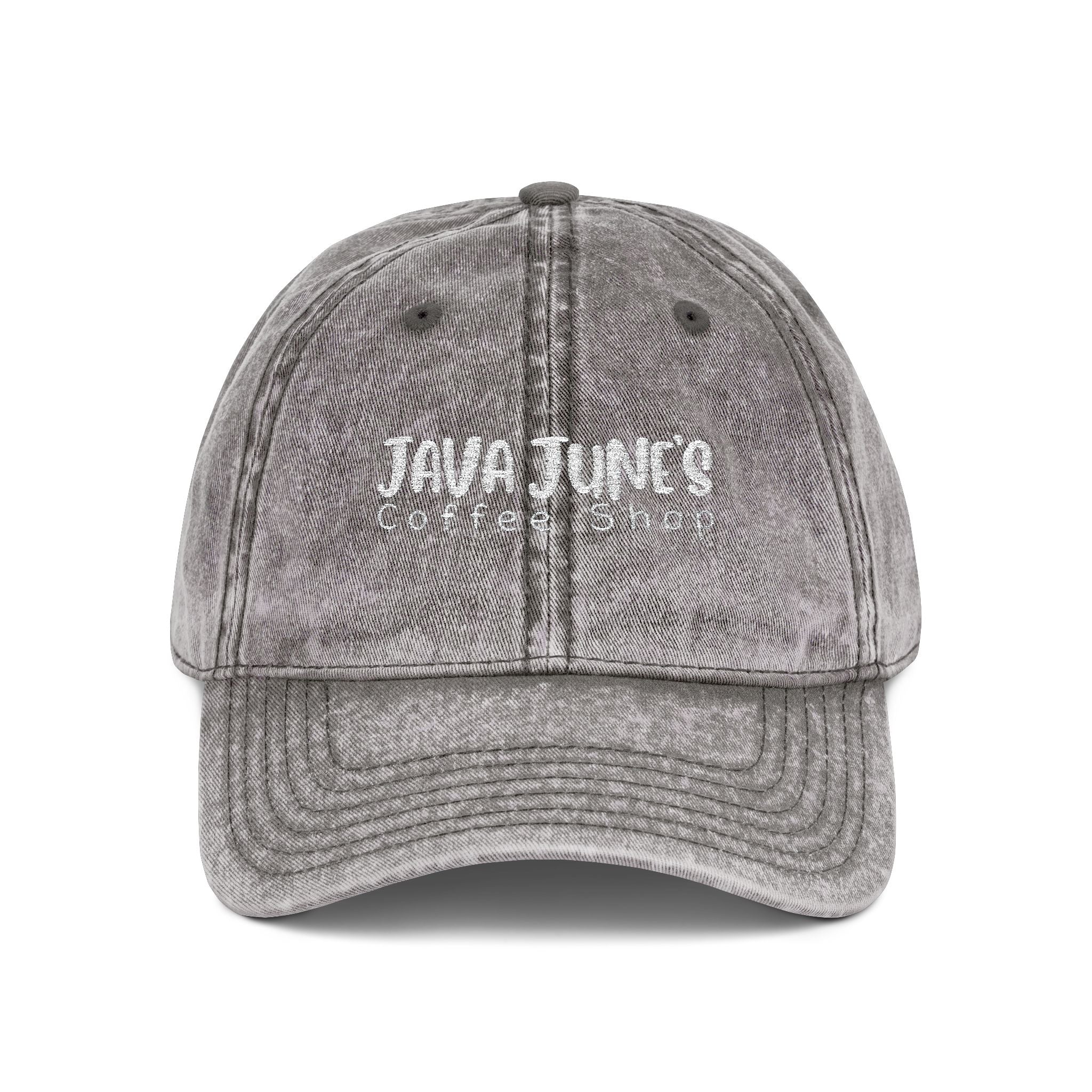 DRAFT Vintage Embroidered Baseball Cap — "Java Juno Coffeehouse" Washed Cotton