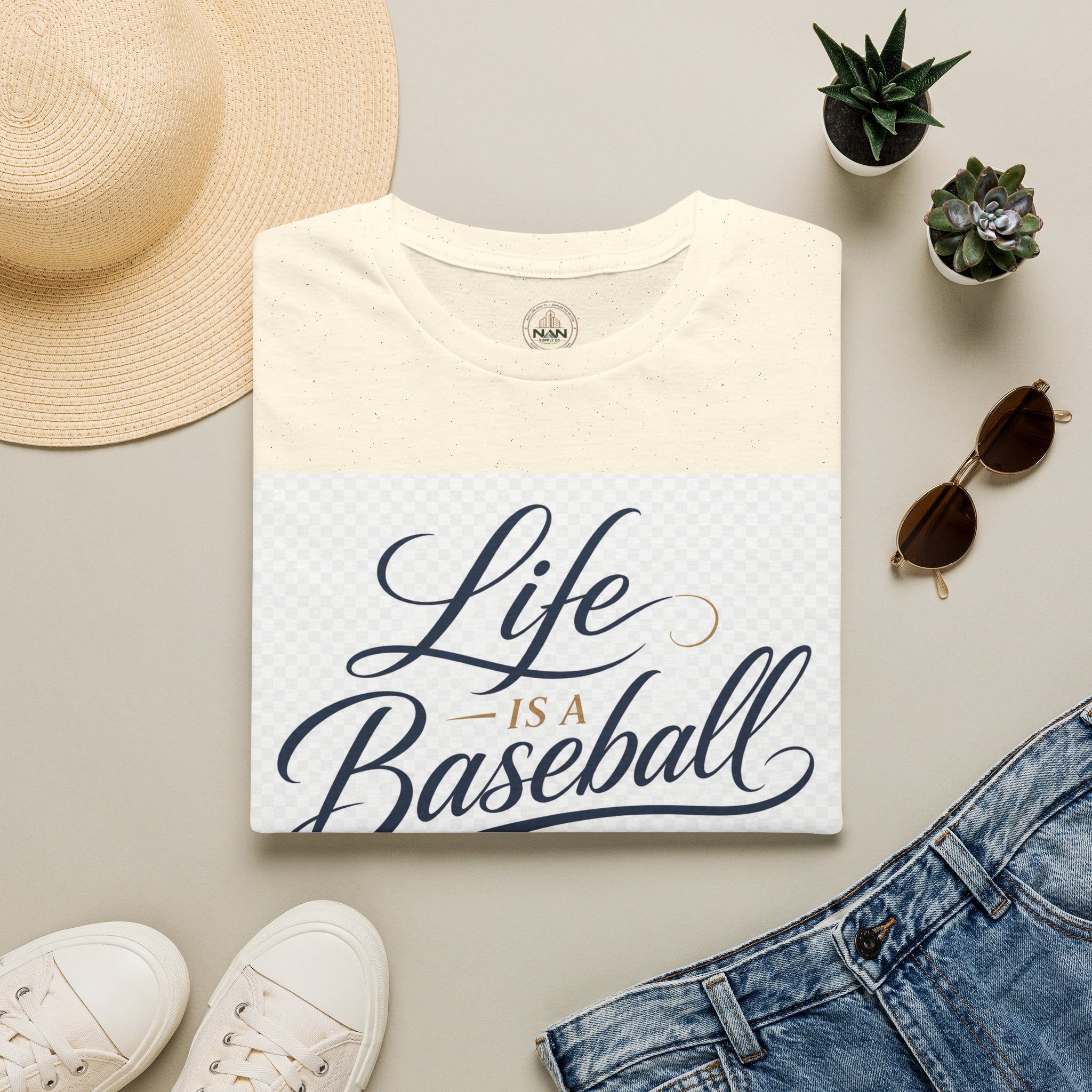 Baseball T-Shirt — “Life Is a Baseball” Inspirational Soft Tee (Don’t Strike Out)