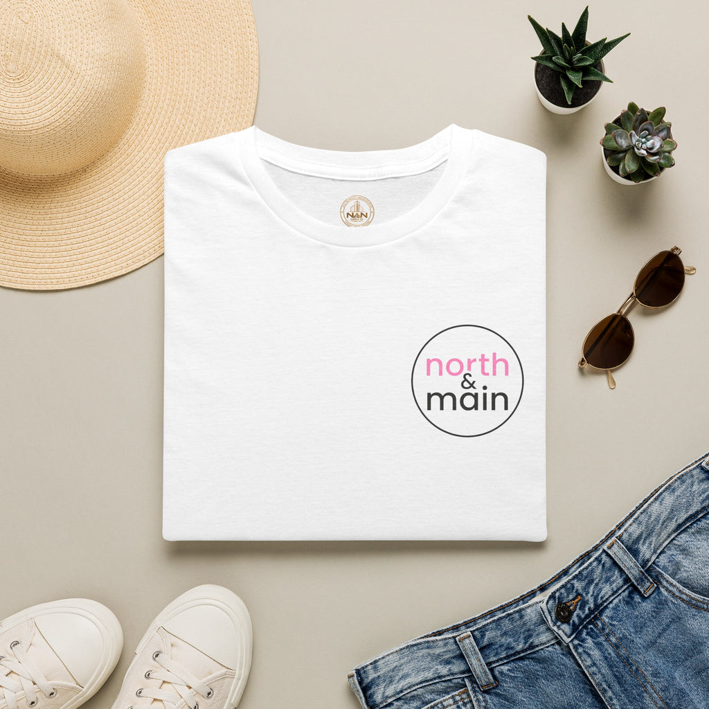North & Main Logo T-Shirt — Minimal Chest Print Casual Tee
