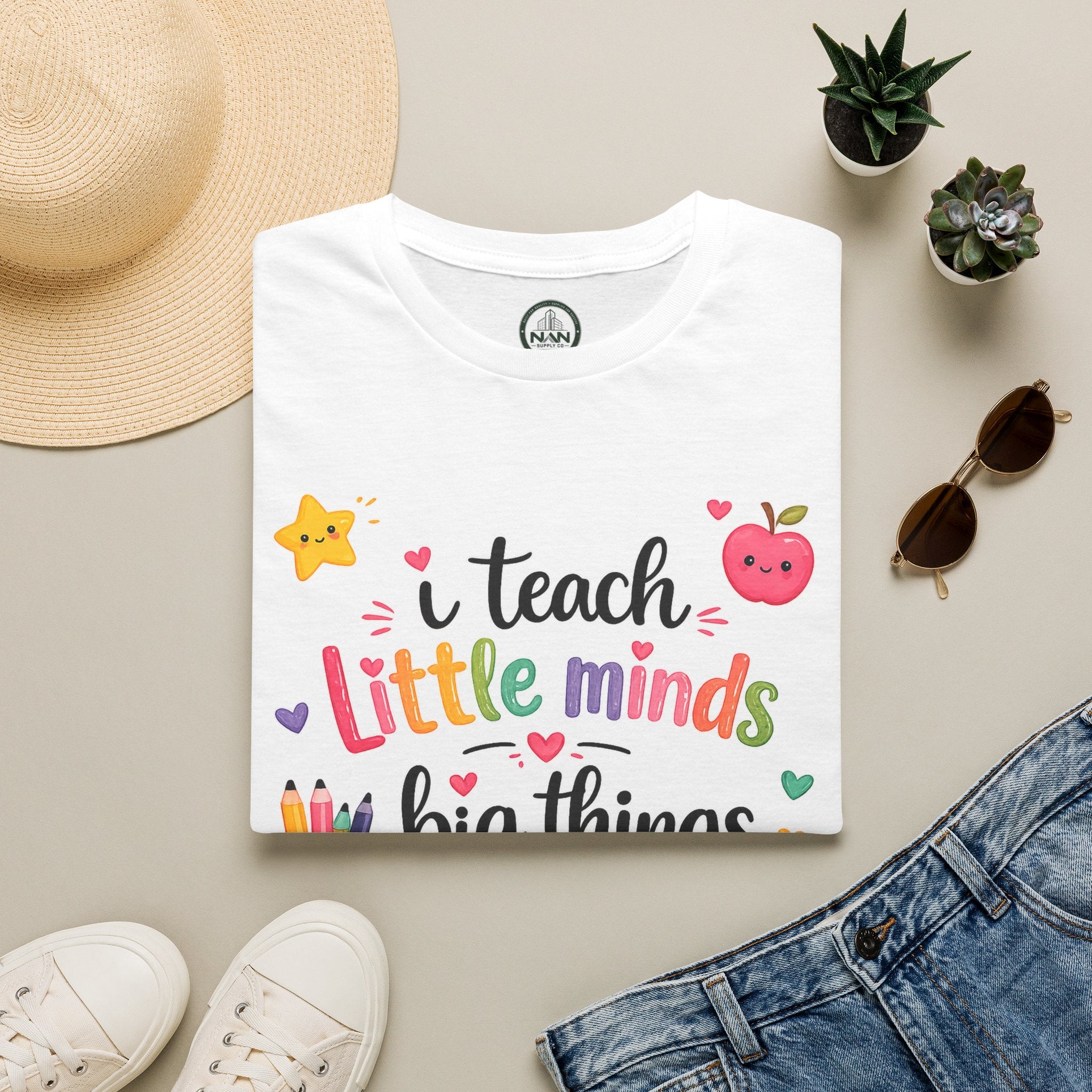 Teacher T-Shirt — "I Teach Little Minds Big Things" Cute Colorful Graphic