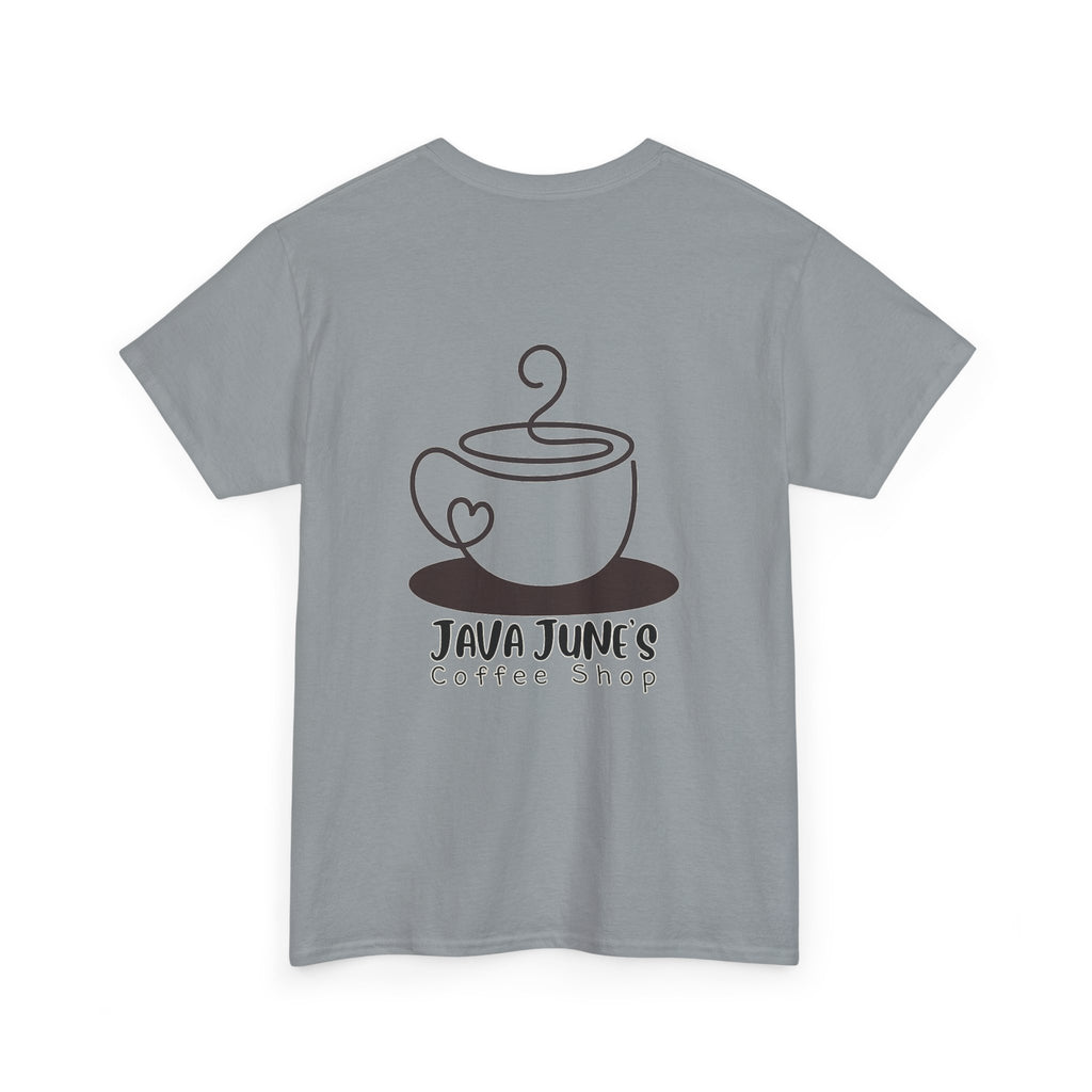 BASIC DRAFT Java June’s Coffee Shop Tee — Cute Coffee Cup Logo T-Shirt