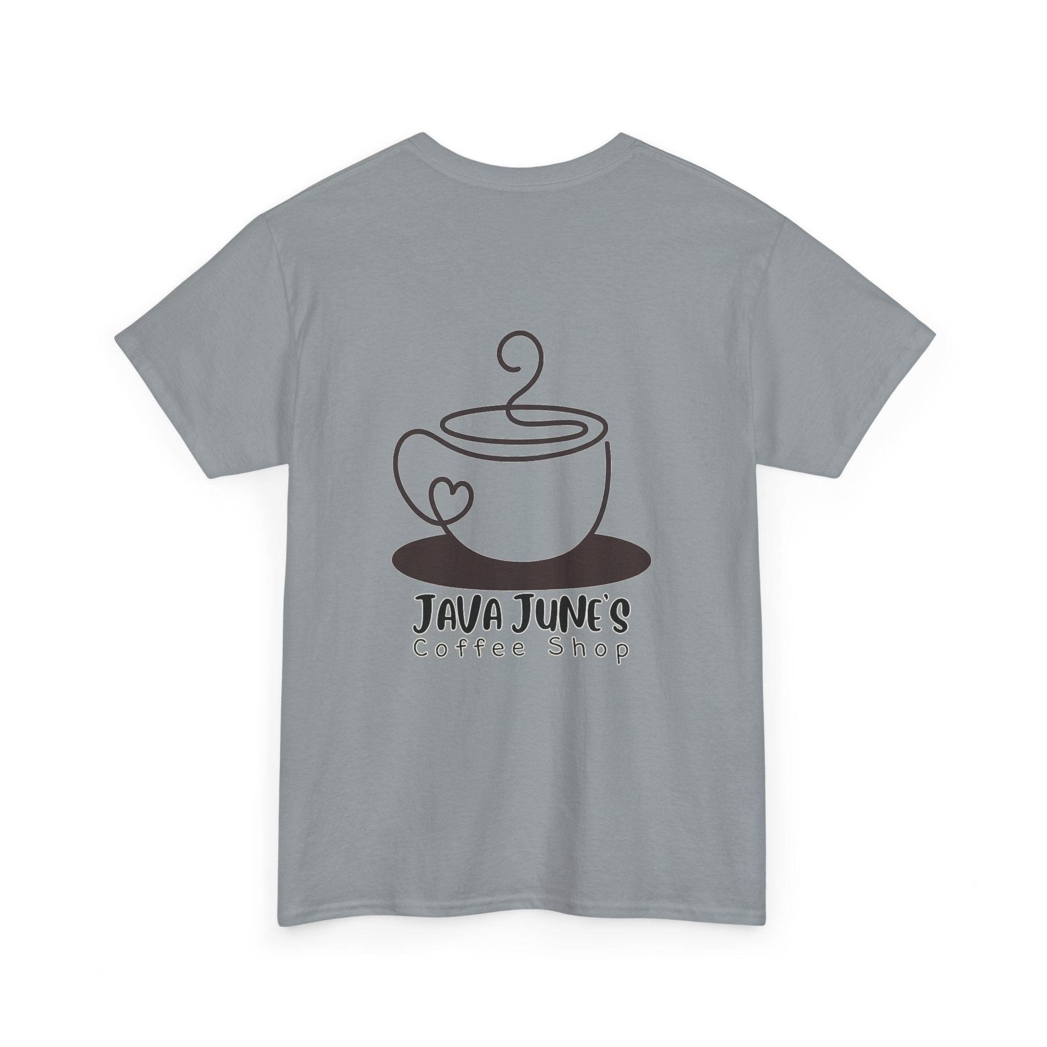 BASIC DRAFT Java June’s Coffee Shop Tee — Cute Coffee Cup Logo T-Shirt