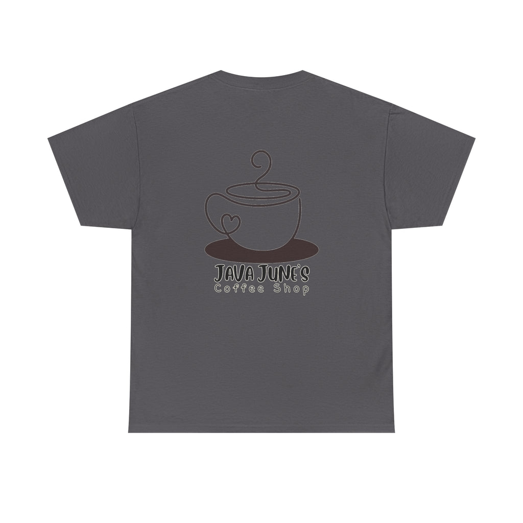 BASIC DRAFT Java June’s Coffee Shop Tee — Cute Coffee Cup Logo T-Shirt