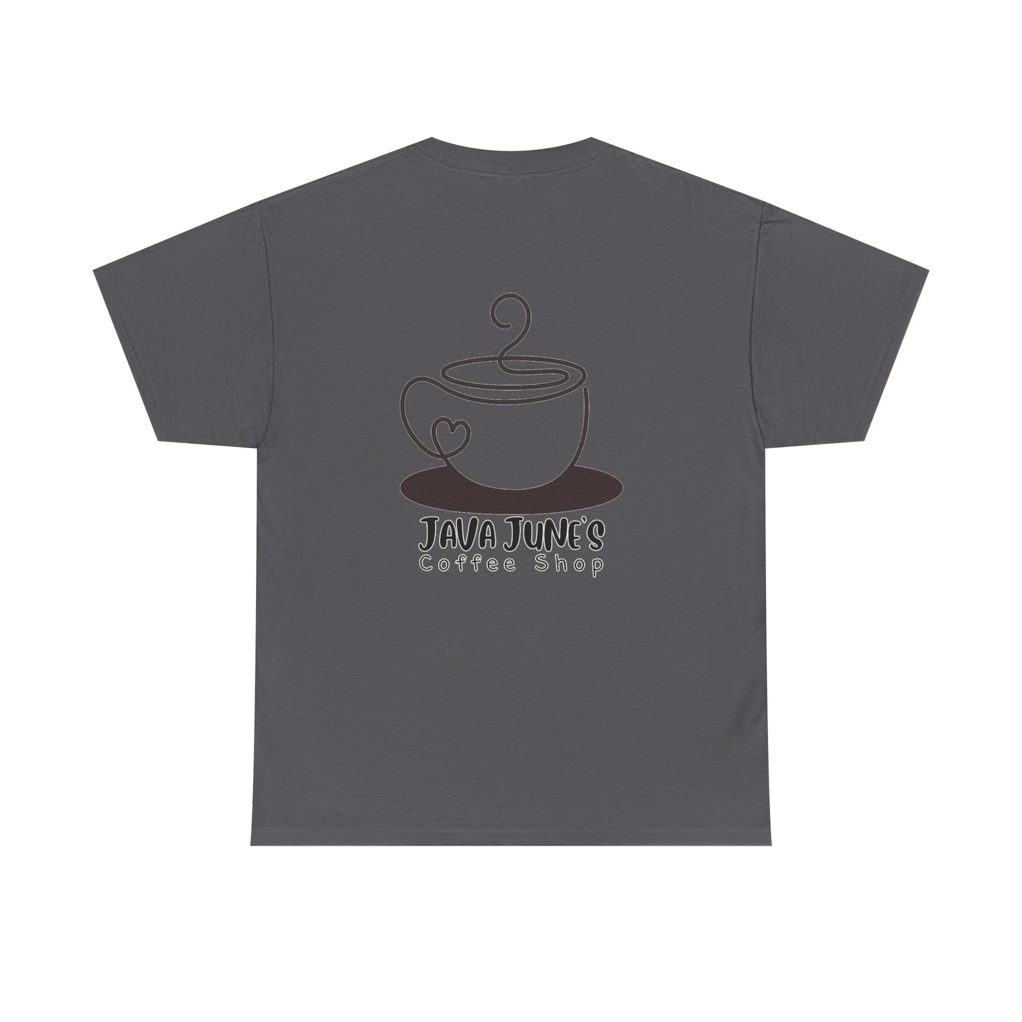 BASIC DRAFT Java June’s Coffee Shop Tee — Cute Coffee Cup Logo T-Shirt