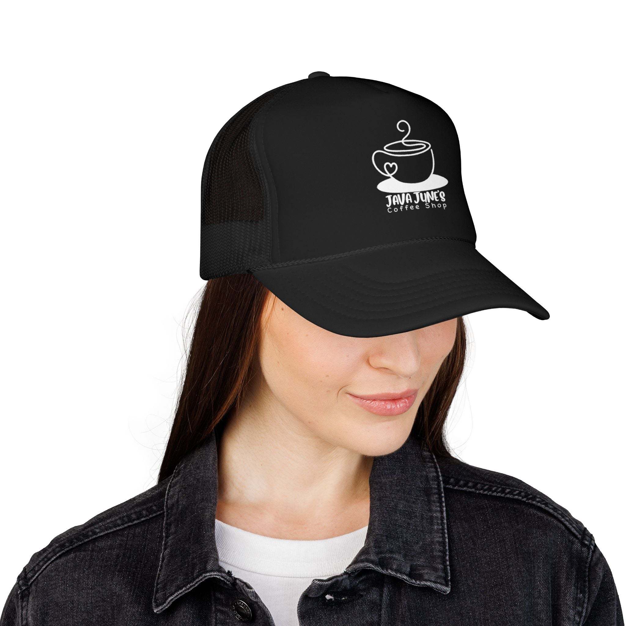 Coffee Shop Trucker Hat – Java June’s Logo Foam Cap
