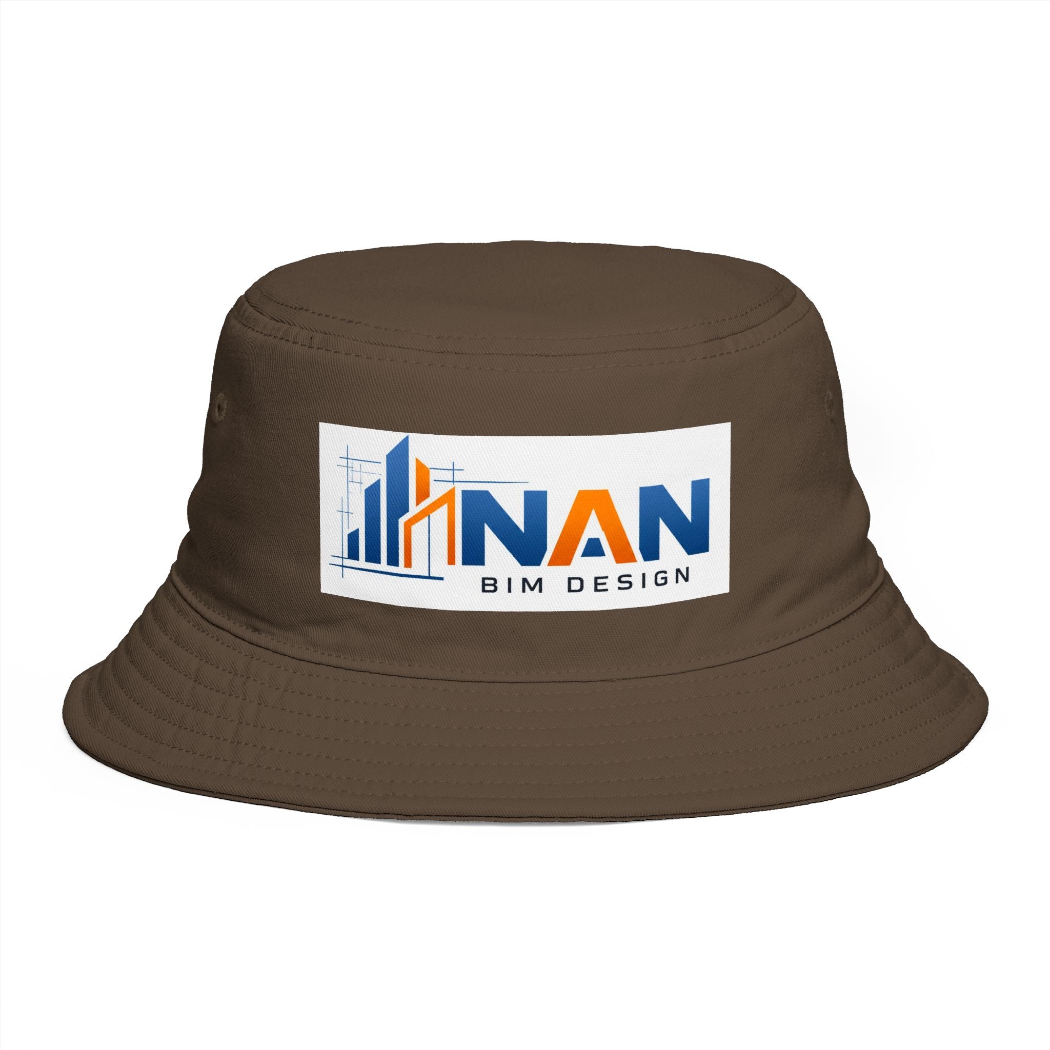 Bucket Hat — NAN BIM Design Logo Embroidered Brown Bucket Hat