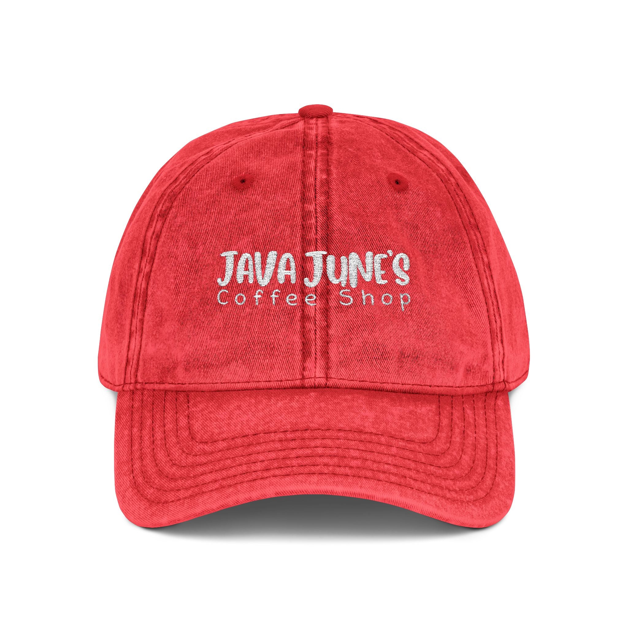 DRAFT Vintage Embroidered Baseball Cap — "Java Juno Coffeehouse" Washed Cotton