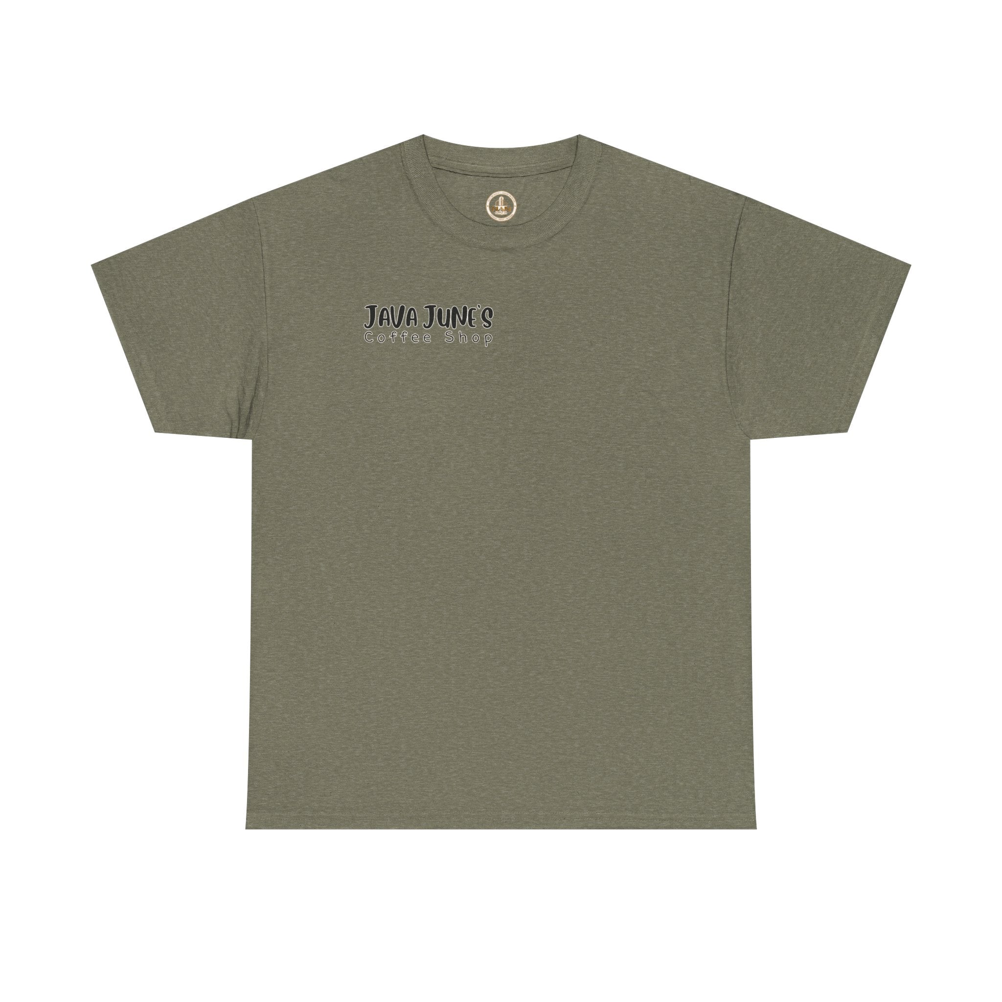 BASIC DRAFT Java June’s Coffee Shop Tee — Cute Coffee Cup Logo T-Shirt