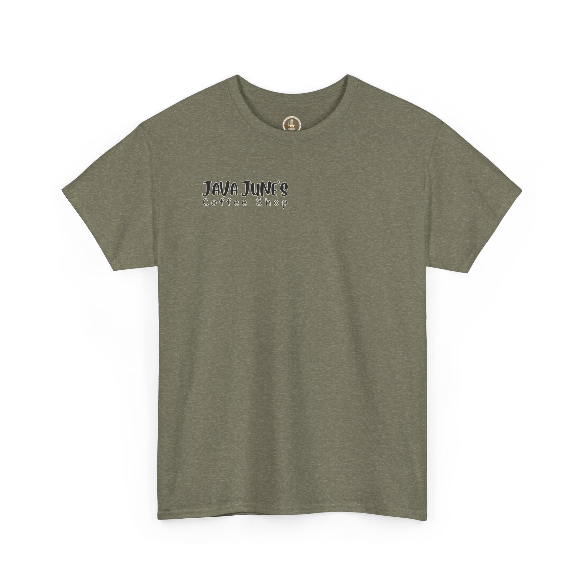 BASIC DRAFT Java June’s Coffee Shop Tee — Cute Coffee Cup Logo T-Shirt