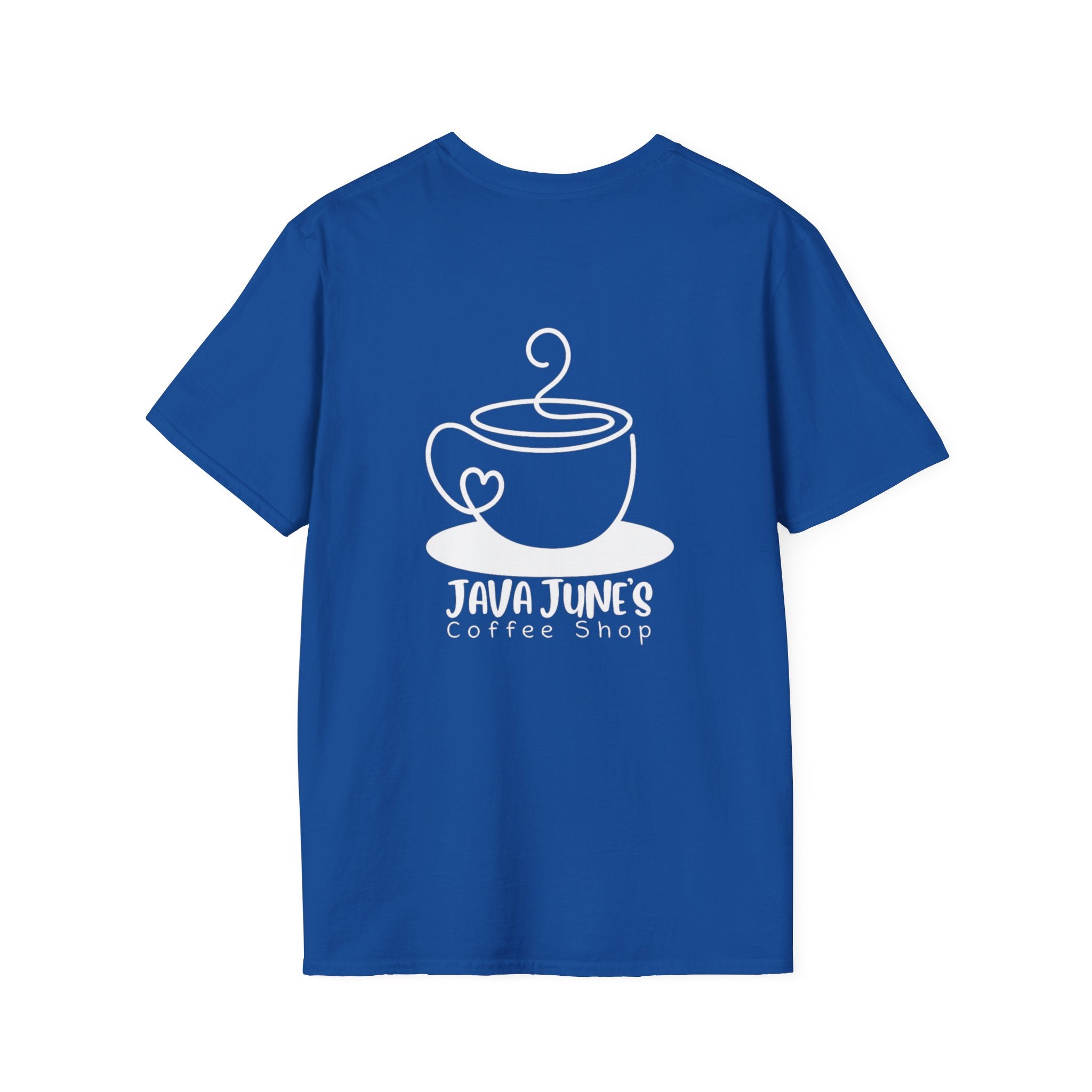 Coffee Shop Logo T-Shirt — "Java June's Coffee Shop" Minimal Chest Print