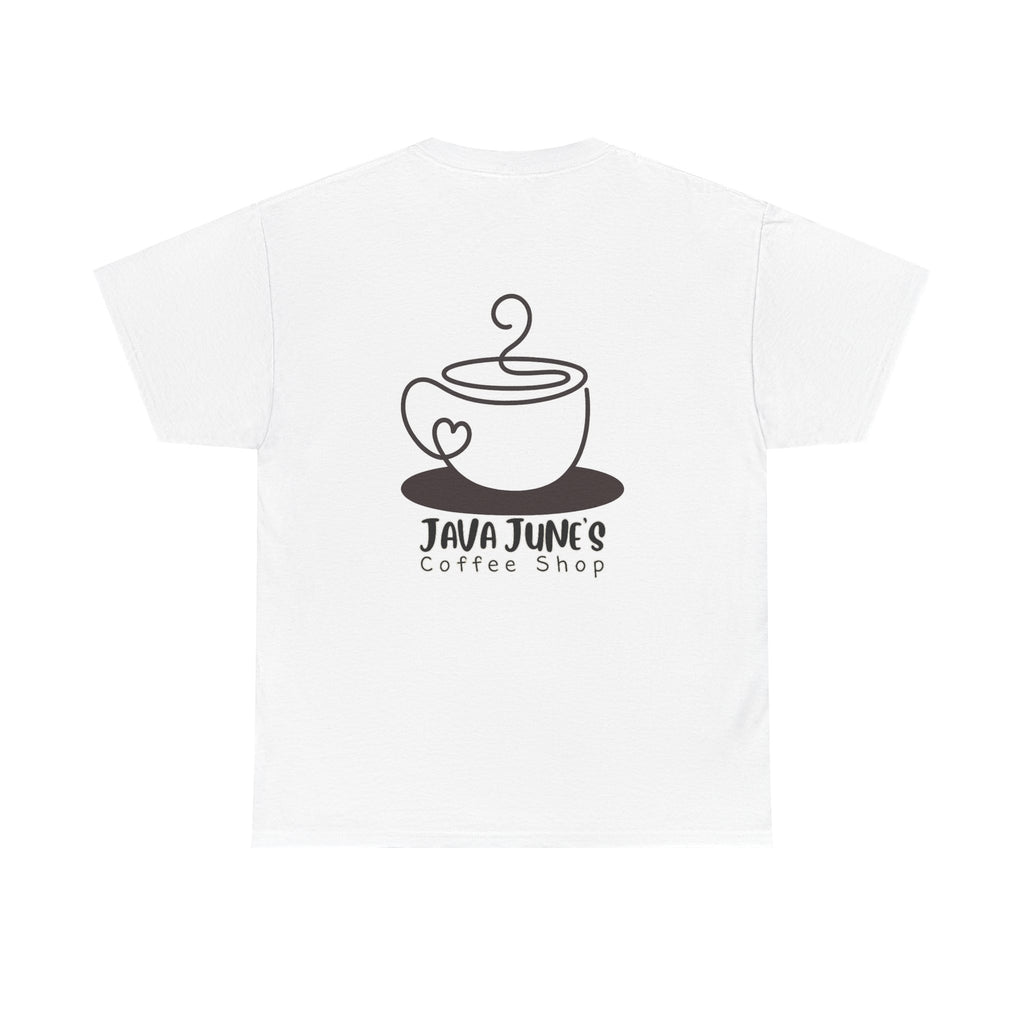 BASIC DRAFT Java June’s Coffee Shop Tee — Cute Coffee Cup Logo T-Shirt