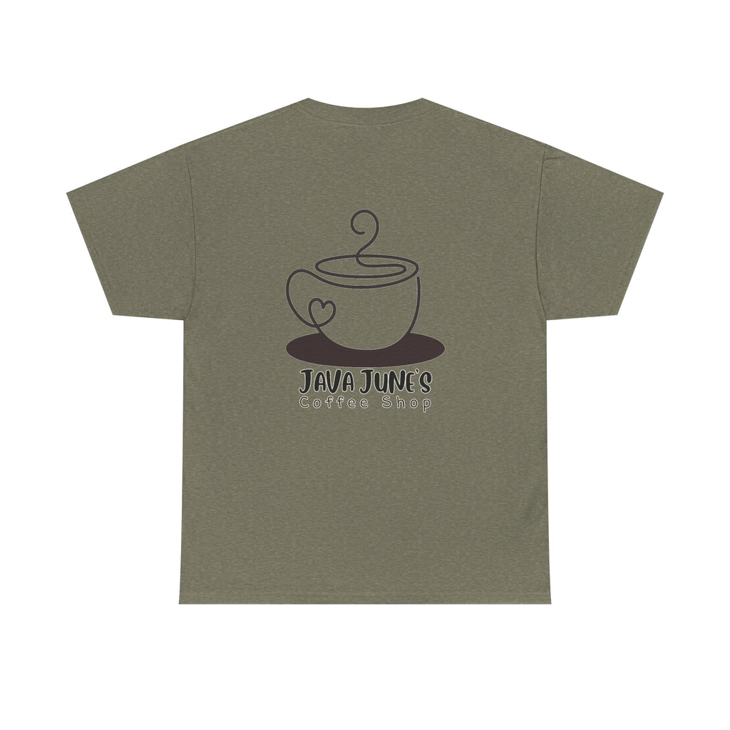 BASIC DRAFT Java June’s Coffee Shop Tee — Cute Coffee Cup Logo T-Shirt