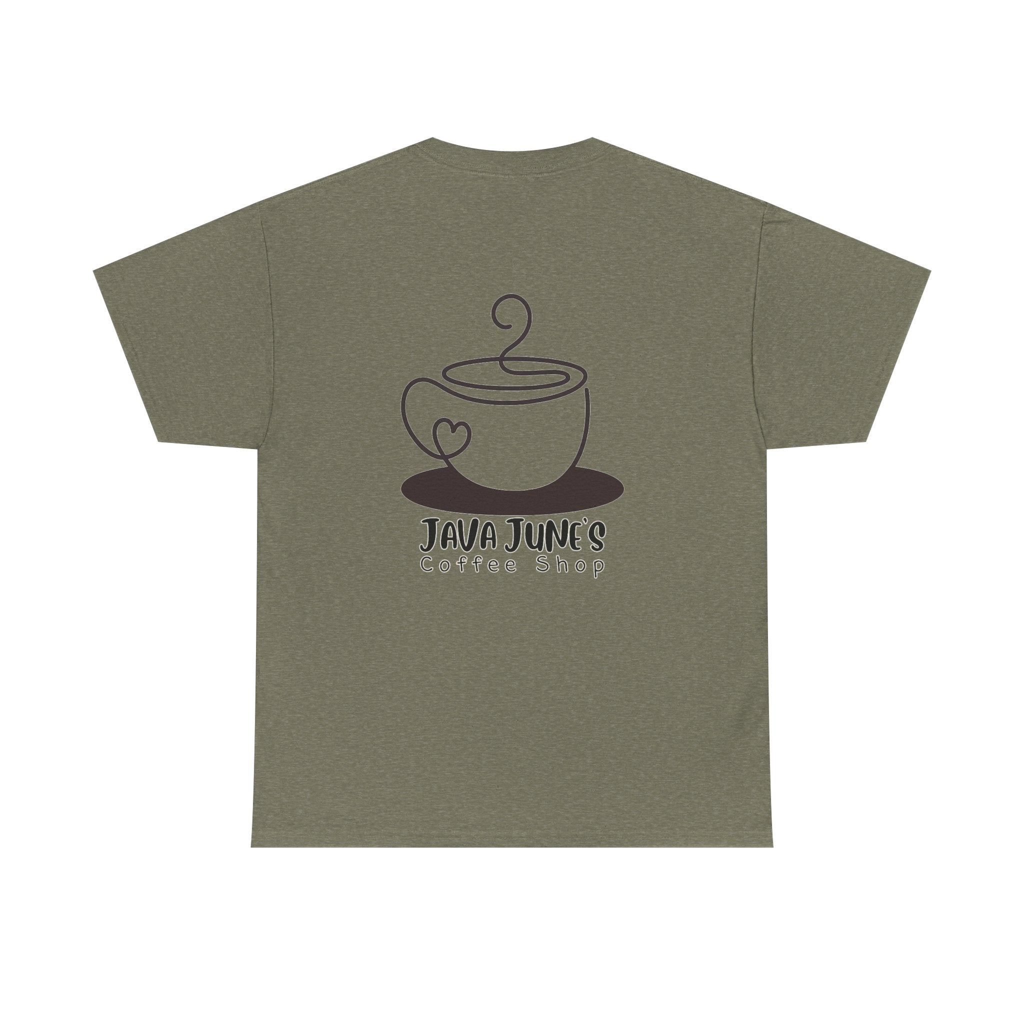 BASIC DRAFT Java June’s Coffee Shop Tee — Cute Coffee Cup Logo T-Shirt
