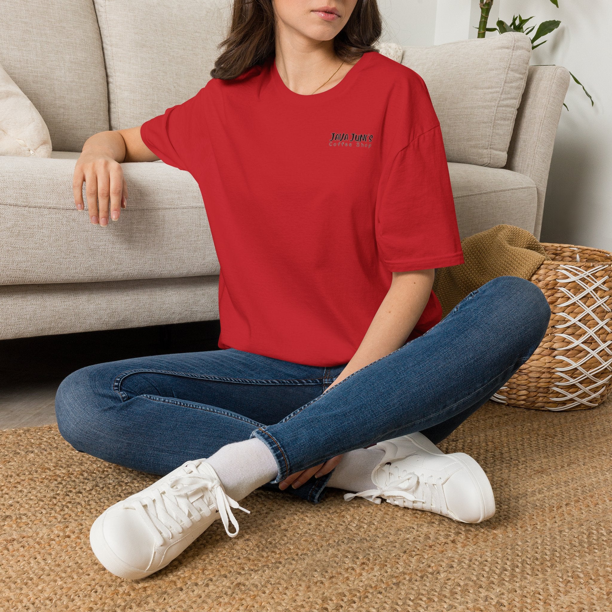 Coffee Shop Logo T-Shirt — "Java June's Coffee Shop" Minimal Chest Print