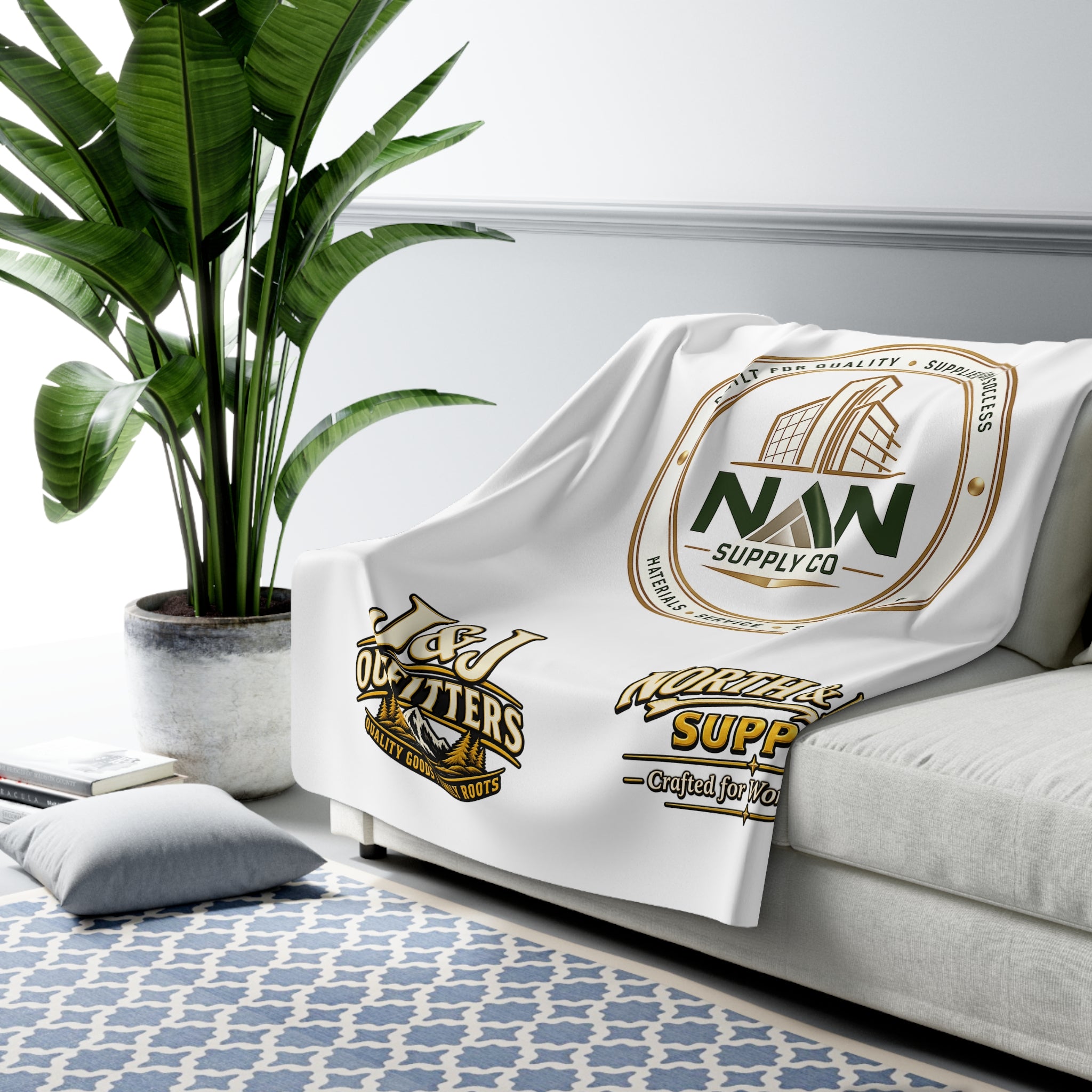 Sherpa Fleece Blanket — NAN BIM Design Logo Plush Throw for Construction Professionals