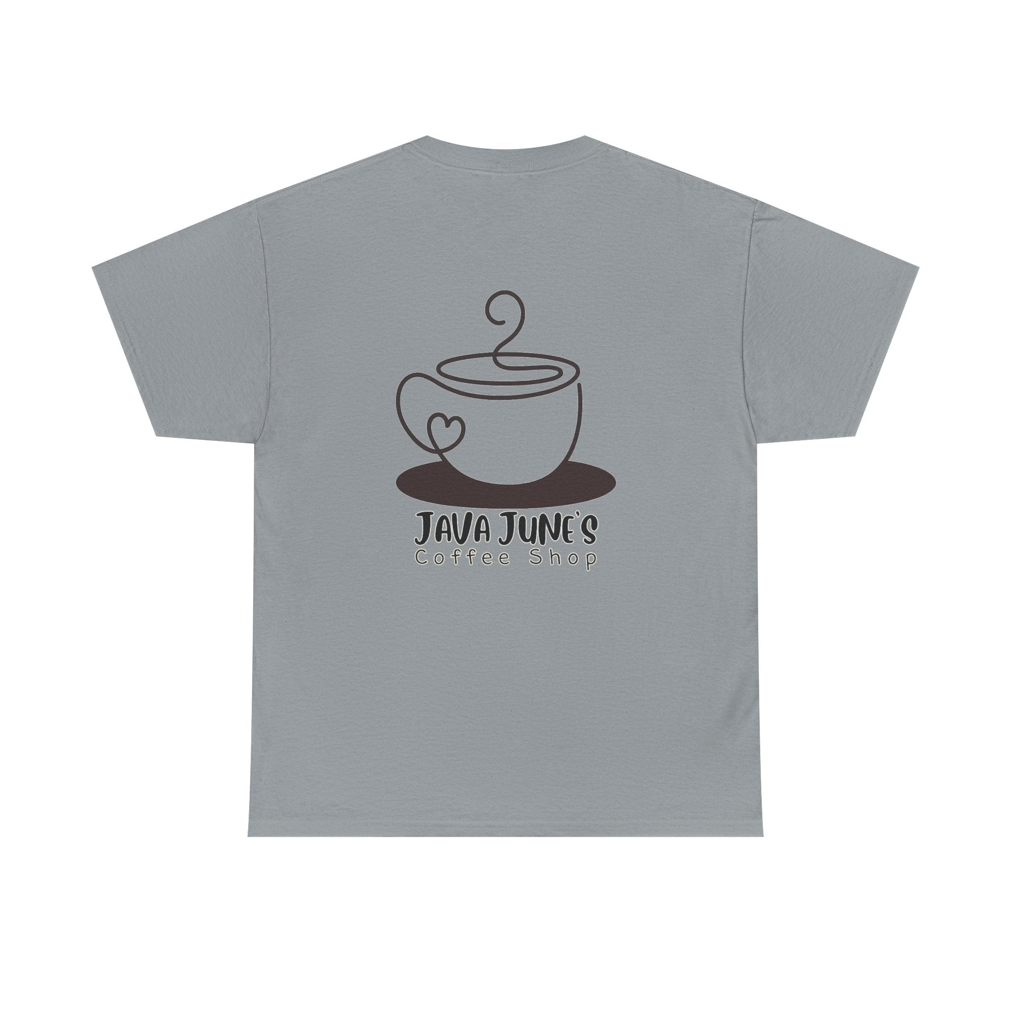 BASIC DRAFT Java June’s Coffee Shop Tee — Cute Coffee Cup Logo T-Shirt