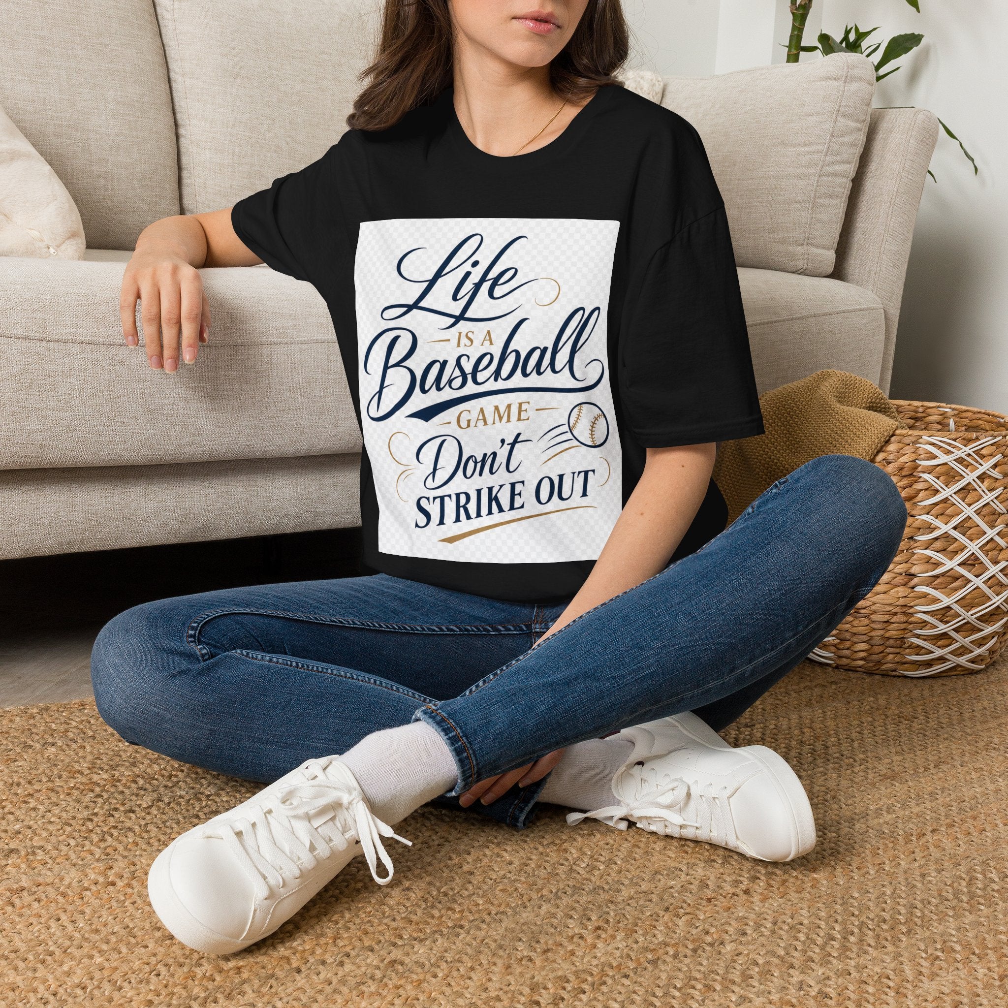 Baseball T-Shirt — “Life Is a Baseball” Inspirational Soft Tee (Don’t Strike Out)