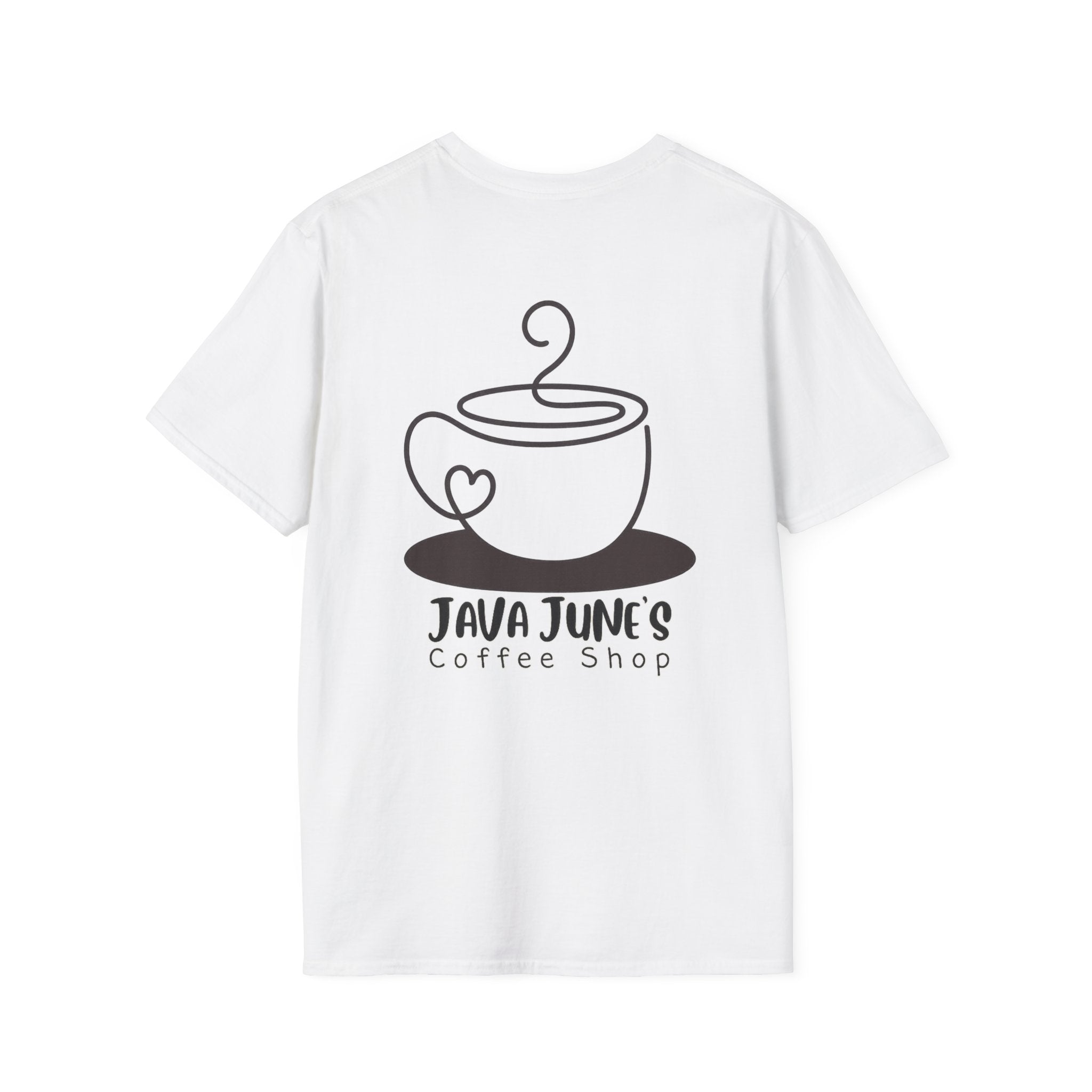 Coffee Shop Logo T-Shirt — "Java June's Coffee Shop" Minimal Chest Print