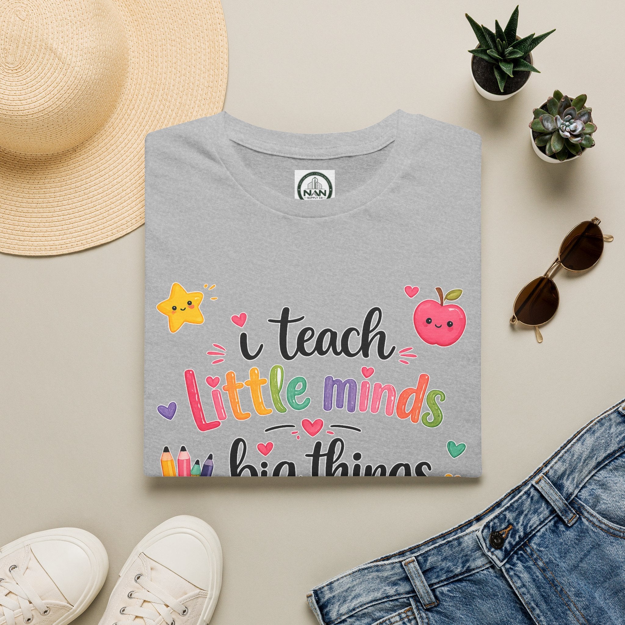 Teacher T-Shirt — "I Teach Little Minds Big Things" Cute Colorful Graphic