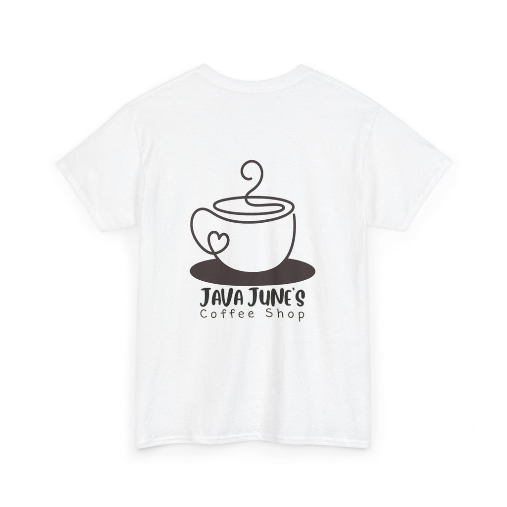 BASIC DRAFT Java June’s Coffee Shop Tee — Cute Coffee Cup Logo T-Shirt