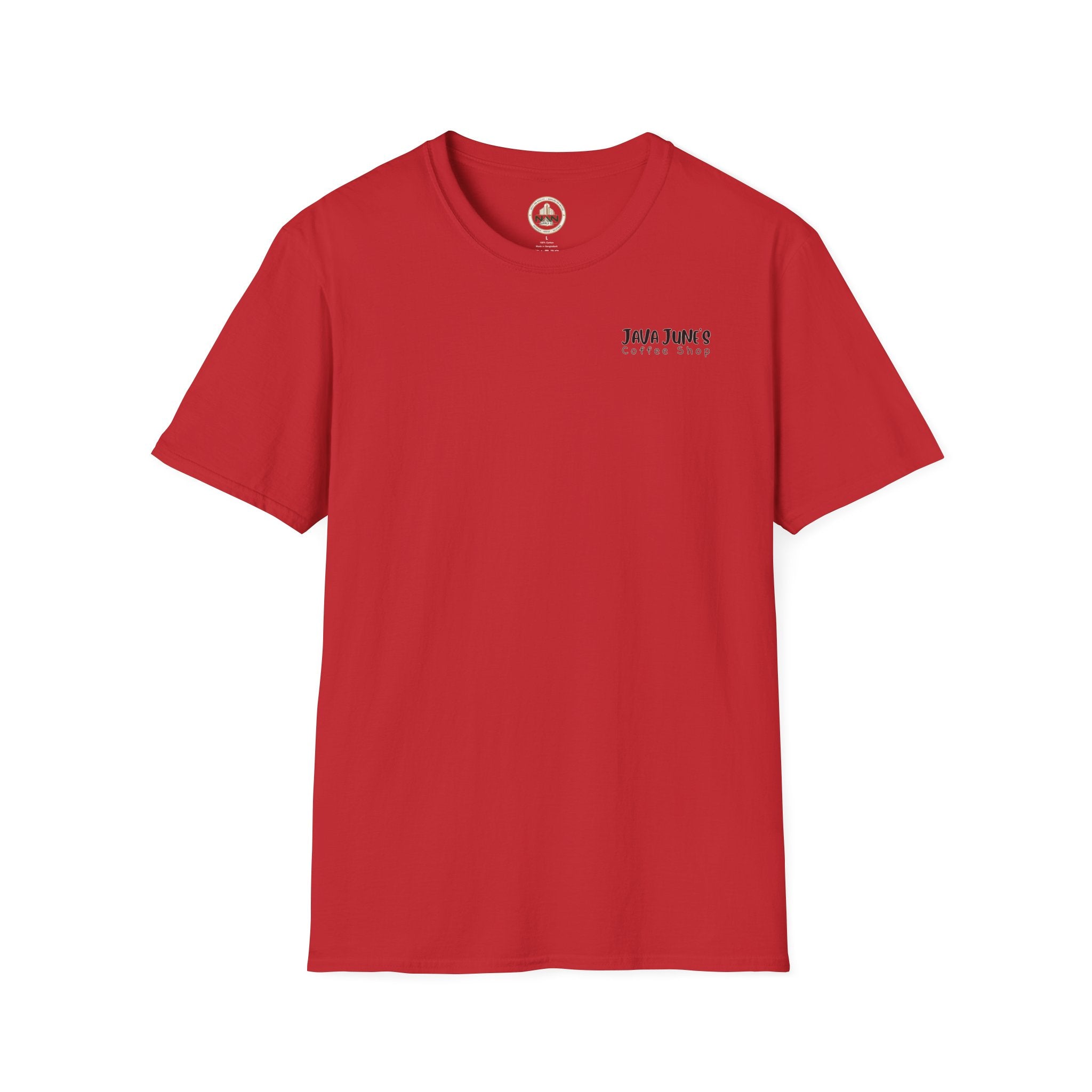 Coffee Shop Logo T-Shirt — "Java June's Coffee Shop" Minimal Chest Print