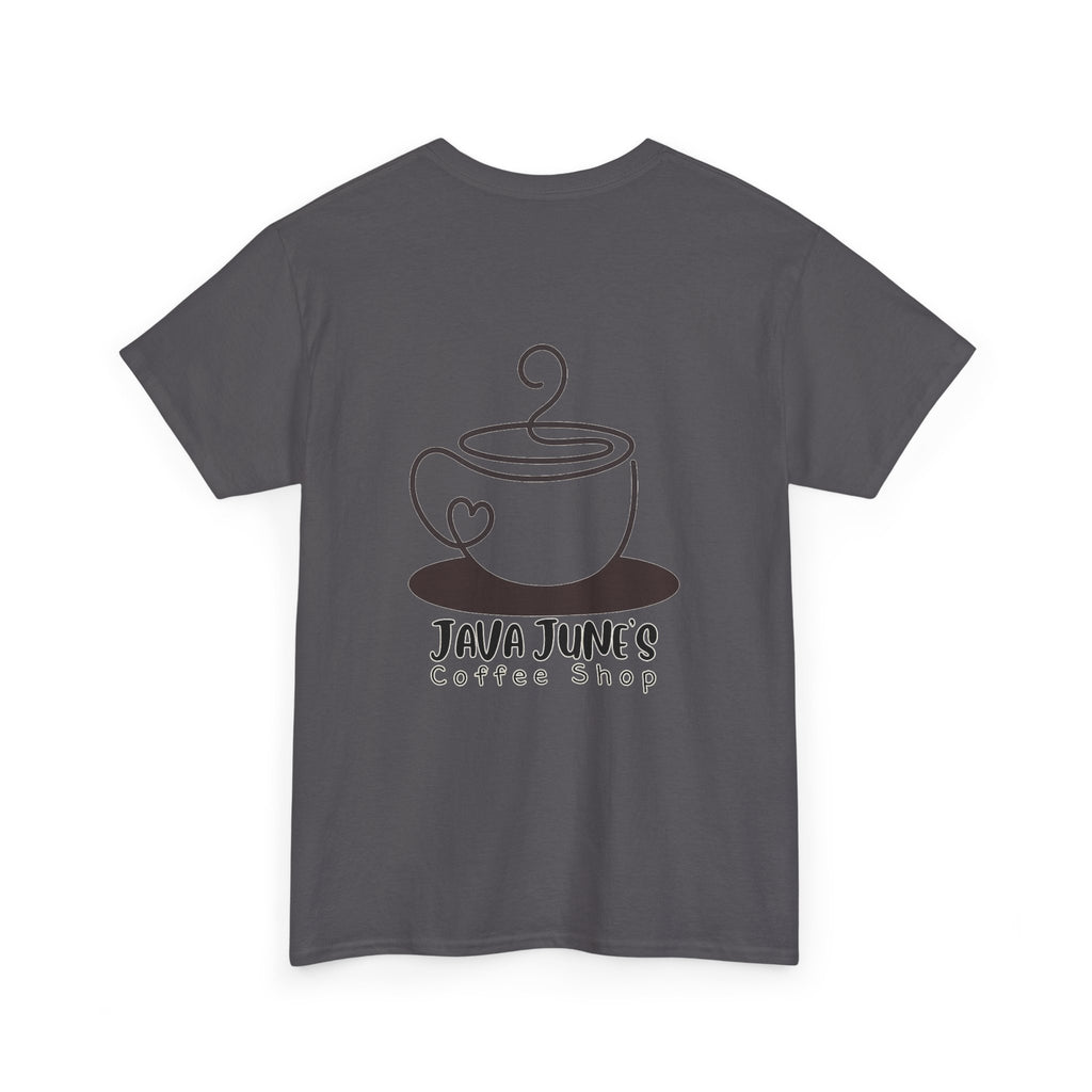 BASIC DRAFT Java June’s Coffee Shop Tee — Cute Coffee Cup Logo T-Shirt