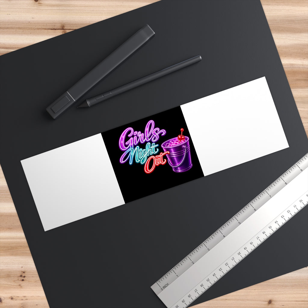 Girls Night Out Bumper Sticker — Neon Cocktail Car Decal